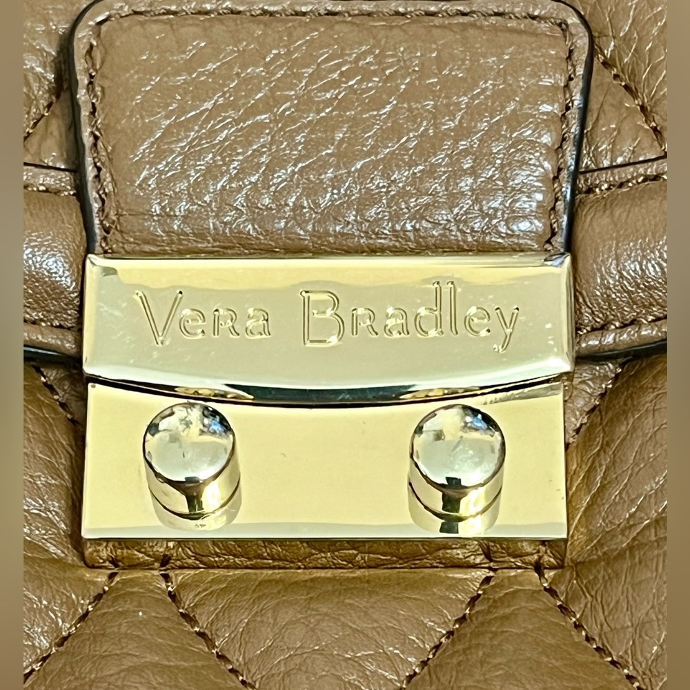Vera Bradley Genuine Leather Lydia Satchel Cognac - Picture 13 of 14